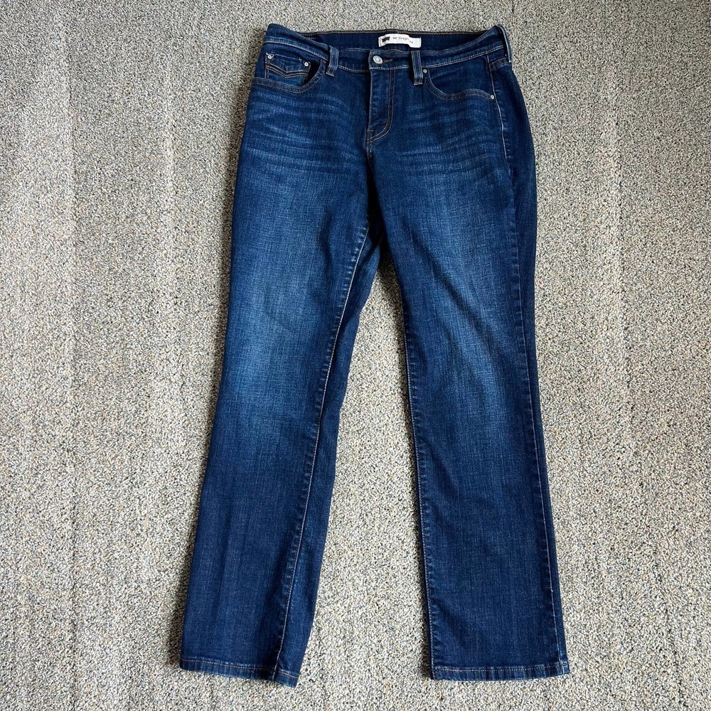 LEVI'S 505 Straight Leg Jeans Mid Rise Dark Wash Stretch Women's 6 Short Petite